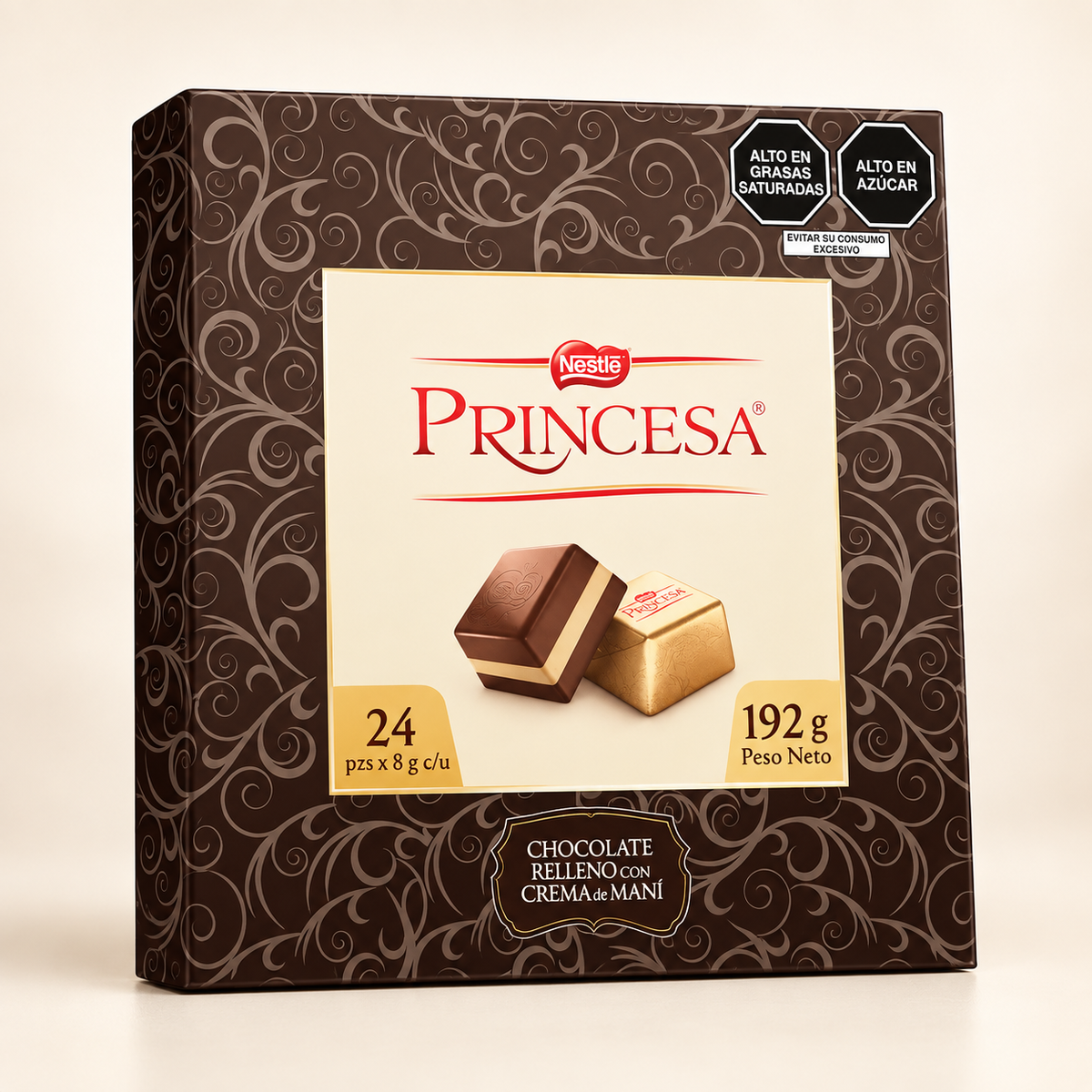 Bombones con Relleno de Crema de Maní Princesa 24 unidades