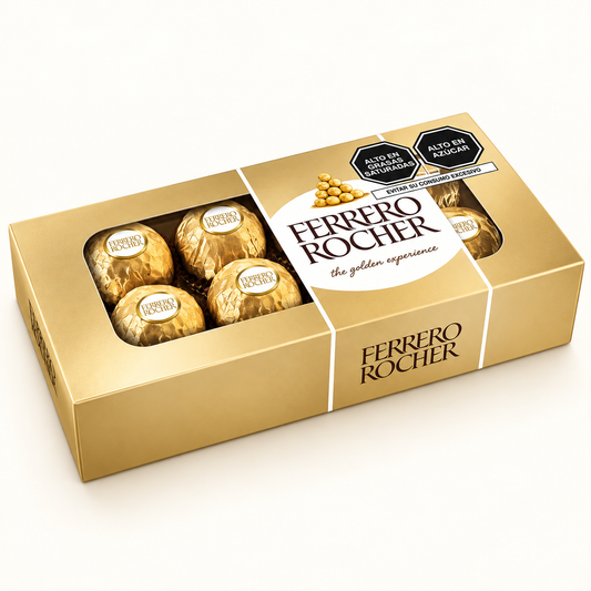 Bombones con Relleno de Avellanas Ferrero Rocher 8 unidades